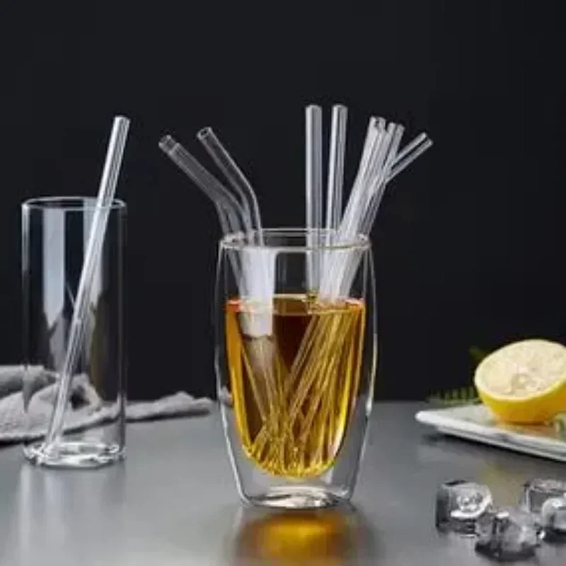 1Pc 200*8mm Clear Glass Straws For Smoothies Cocktails Drinking Straws Healthy Reusable Eco Friendly Drinkware Accessory