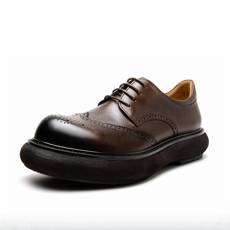 

Men'S Genuine Leather Vintage High Quality Shoes Luxury Classic Man Formal Dress Classic Elegant Italian Black Cowhide Shoe