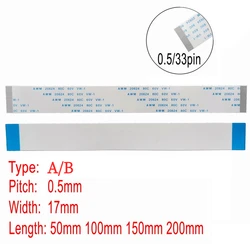 33Pin 0.5mm Pitch FFC FPC AWM 20624 80C 60V VW-1 A B Type Flat Flexible Cable 50mm 150mm 300mm connector