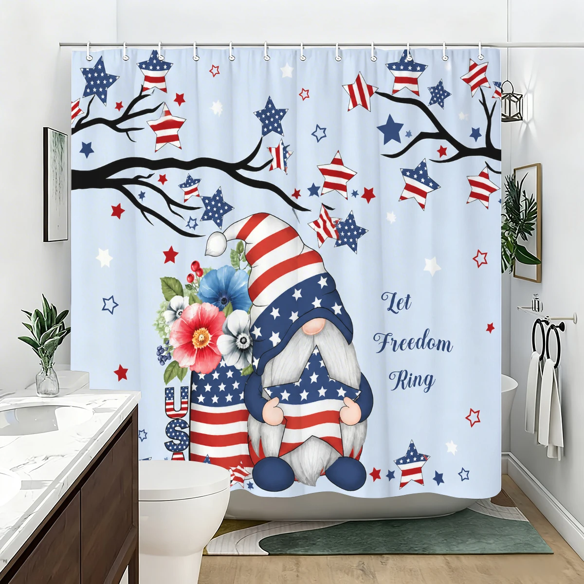 Vibrant Themed Polyester Bathtub Curtain - Charming Printed Shower Curtain for Bathroom Decor, Various Cute & Natural Designs