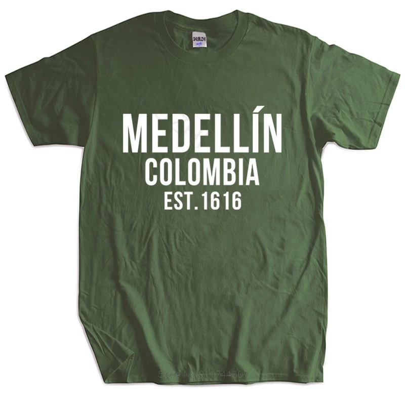 men brand t shirt summer cotton tshirt Funny Print T-Shirts Narcos Medellin Est 1616 euro size