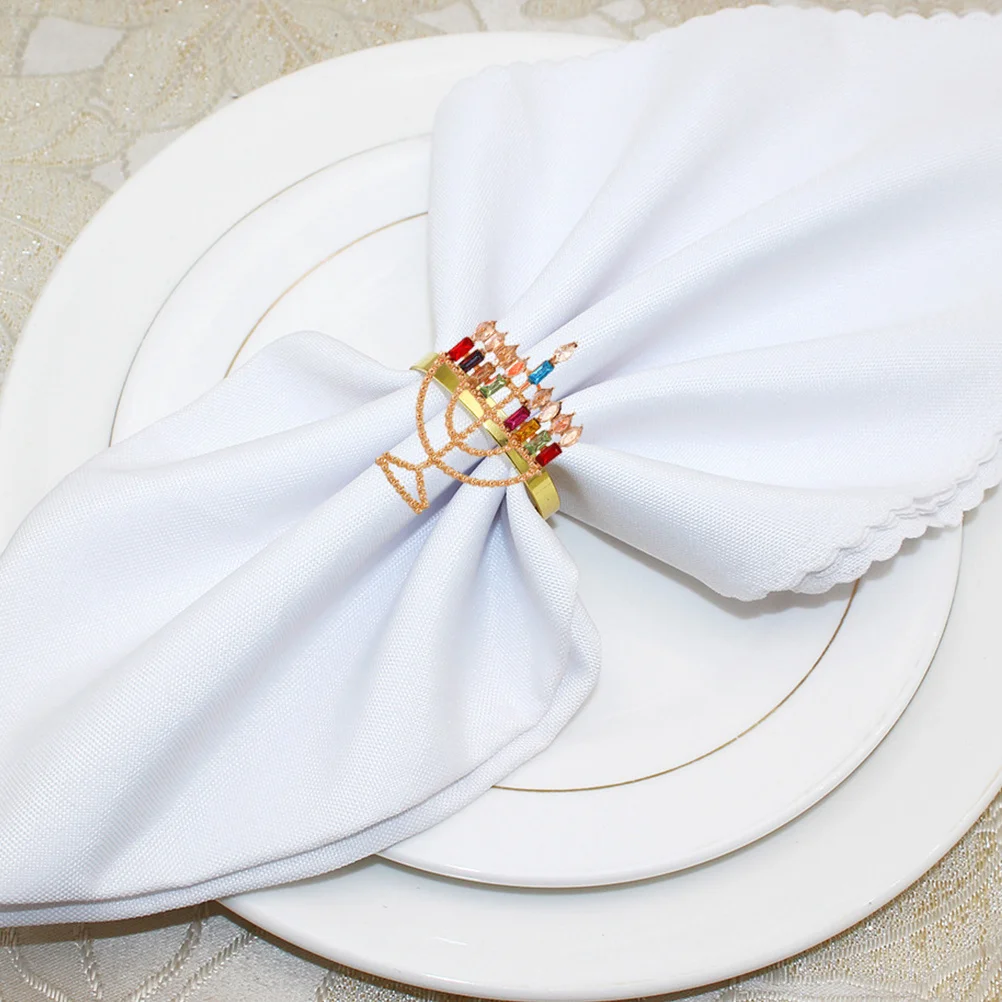 

12Pcs Menorah Napkin Rings Hanukkah Stand Molding Decorative Reusable Alloy Serviette Buckles Dining Table Party Supplies