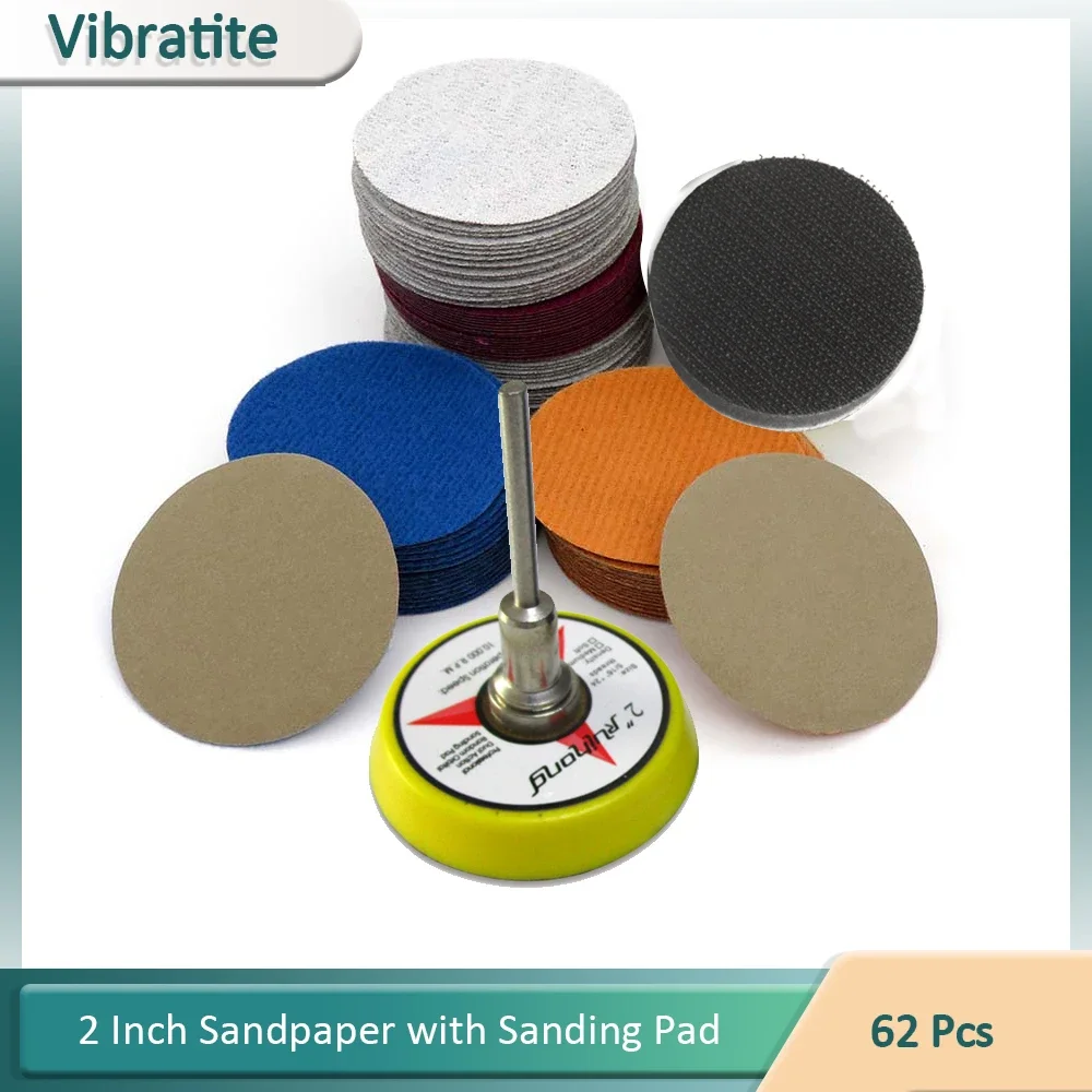 62 قطعة 2 بوصة 50 مللي متر مقاوم للماء الصنفرة الرملي القرص هوك حلقة الرملي الوسادة 3 مللي متر عرقوب لينة واجهة الوسادة لطحن الخشب المعادن