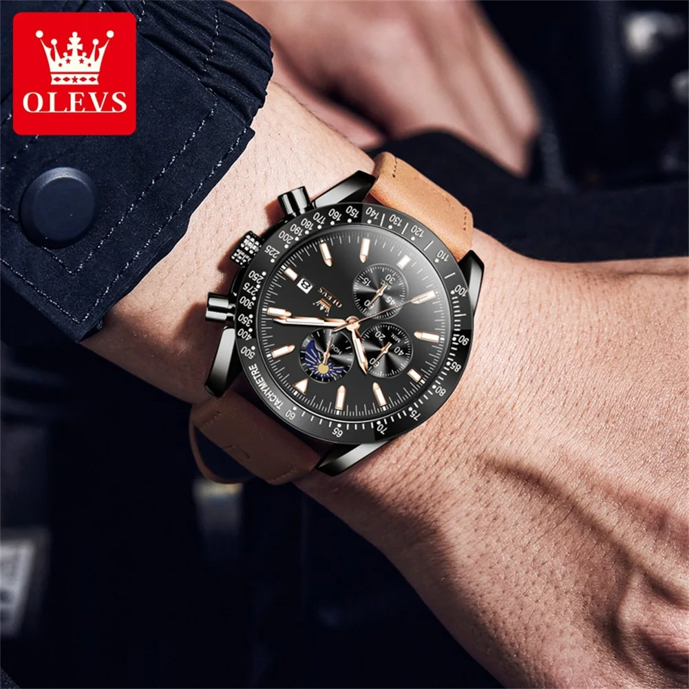 OLEVS Brand Watch Multifunctional Waterproof Quartz Watch for Men 9980