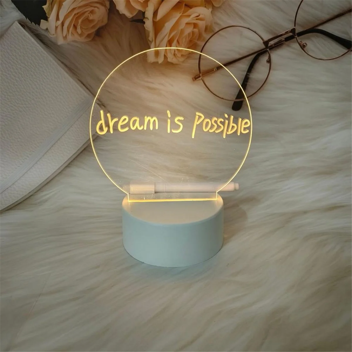 ONCE Transparent LED Night Light USB Night Light Erasable Writing Board Desktop Decoration Cat