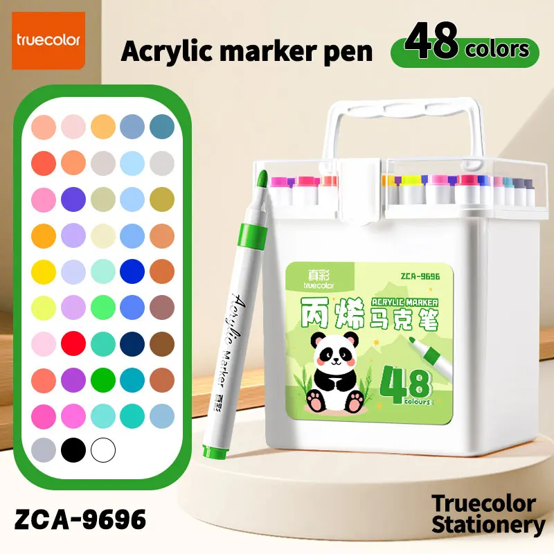 

Набор акриловых маркеров Truecolor ZCA-9696, 48 цветов, с твердым наконечником, в тубе | Многофункциональные художественные маркеры для рисования и граффити