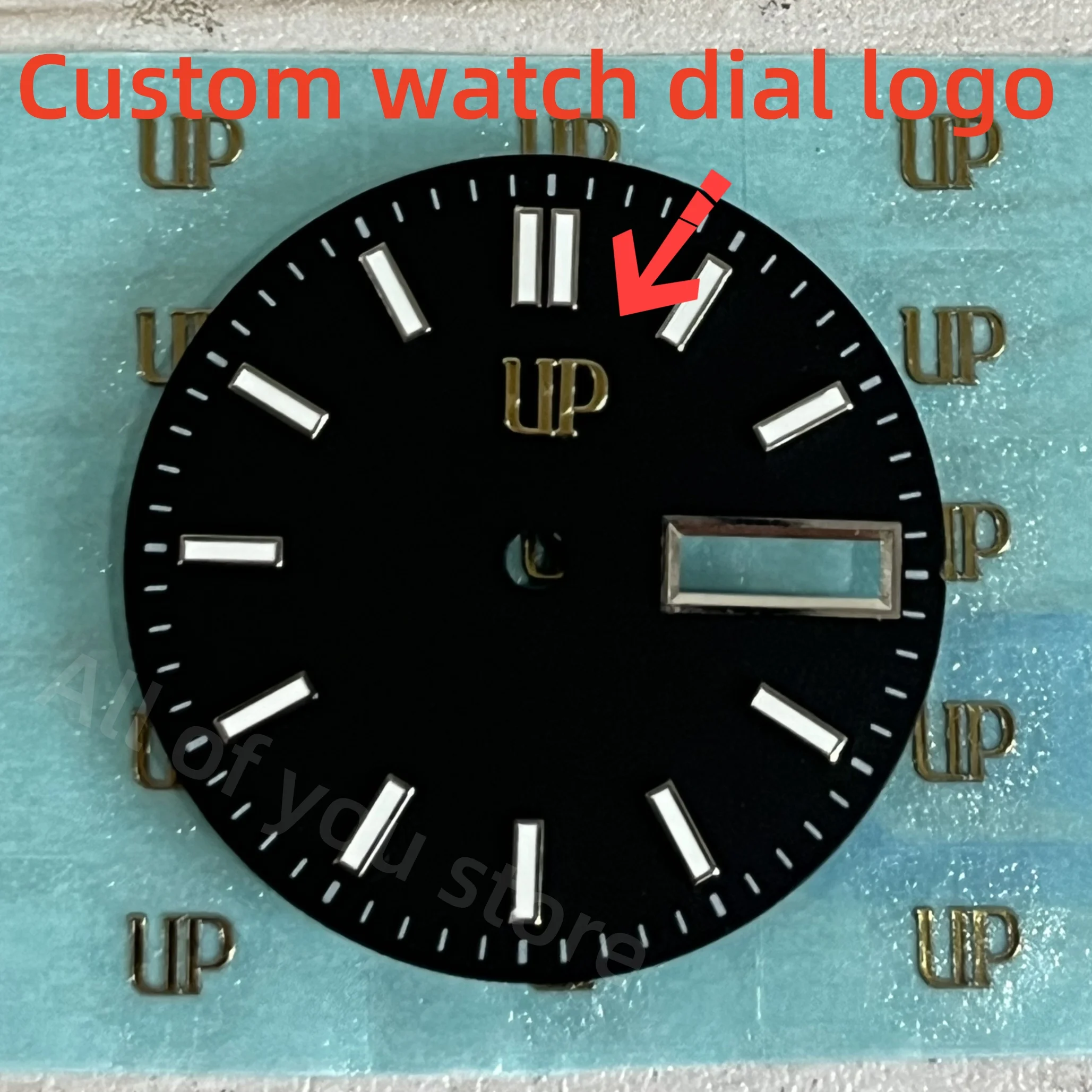 20pcs Automatic Custom Watch Dial Sticker Gold Metal Transfer Silver 28.5mm Label Small Brand 3D Logo Customized Self-Adhesive view 6