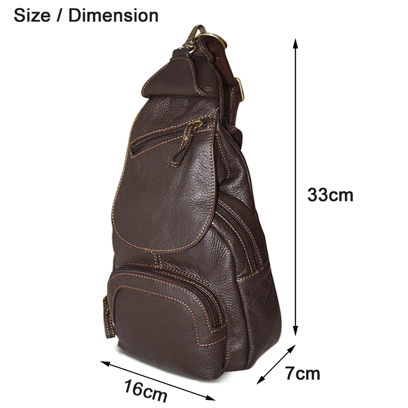 Fashion Genuine Leather Shoulder bag Men Leather Messenger Bag Men Chest Pack Crossbody bag Leisure Bag sling Male small Brown