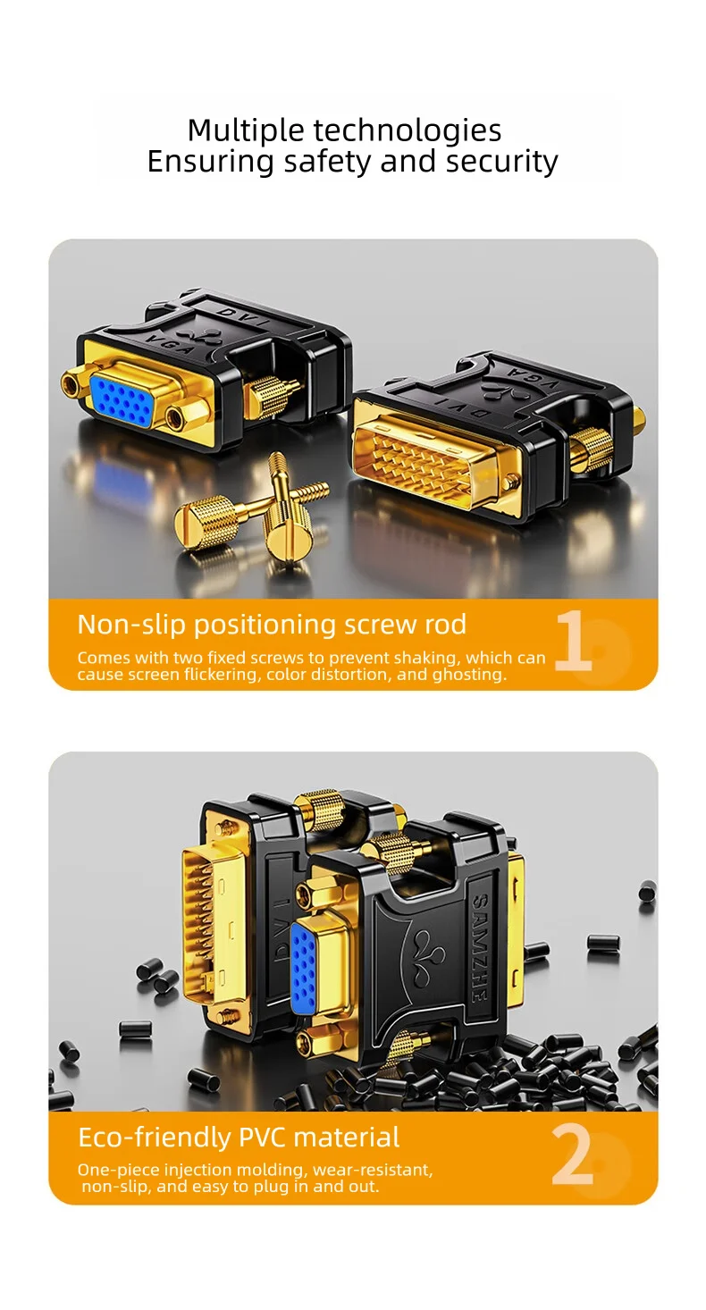 SAMZHE 24+5 DVI-I Stecker auf VGA Buchse Adapter Video-Konverter HDTV LCD-Monitor Adapter DVI auf VGA für HDTV PC Projektor – Detail 10