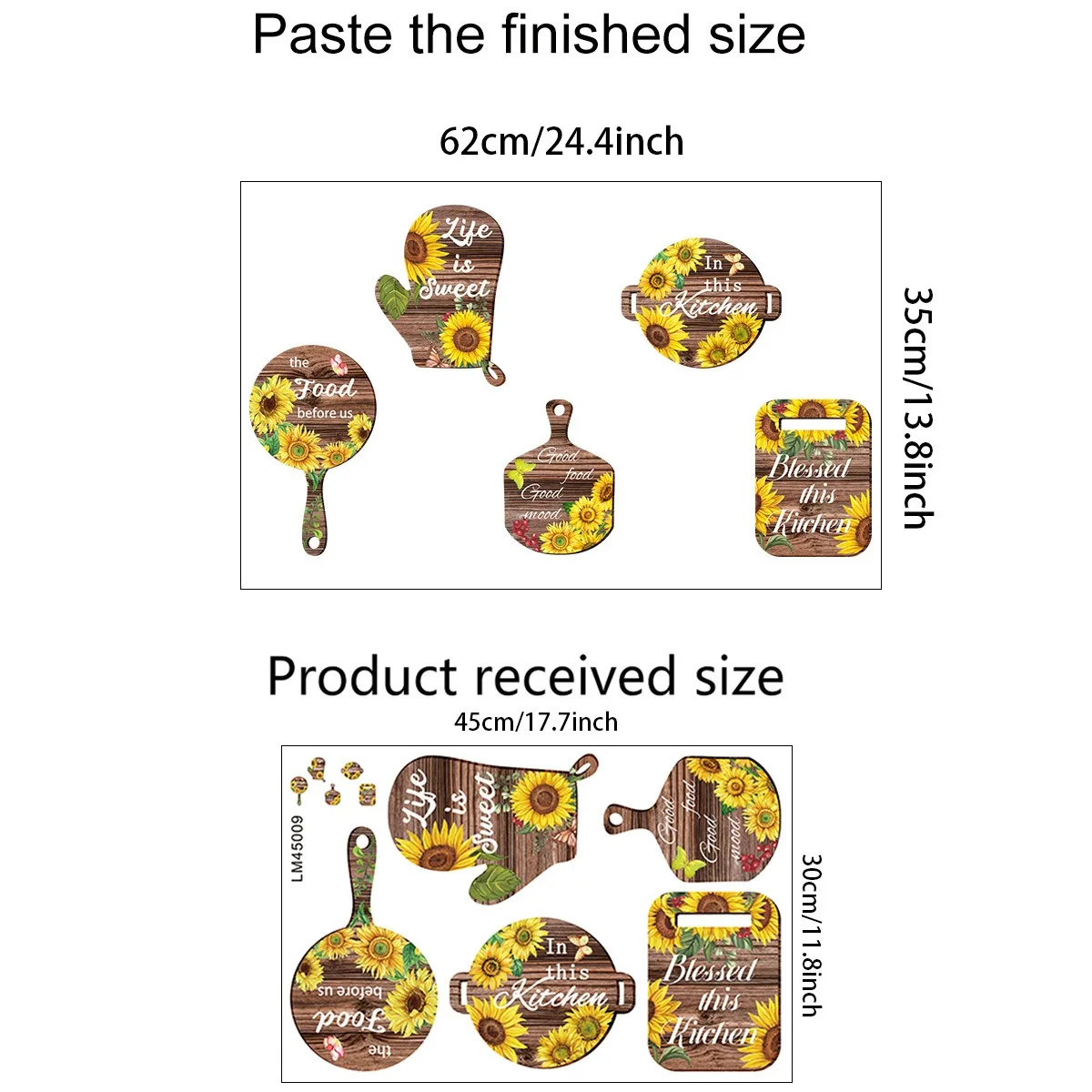 Cartoon Sunflower English Tableware Wall Stickers Used For Restaurant Kitchen Home Decoration Wall Refrigerator Stickers