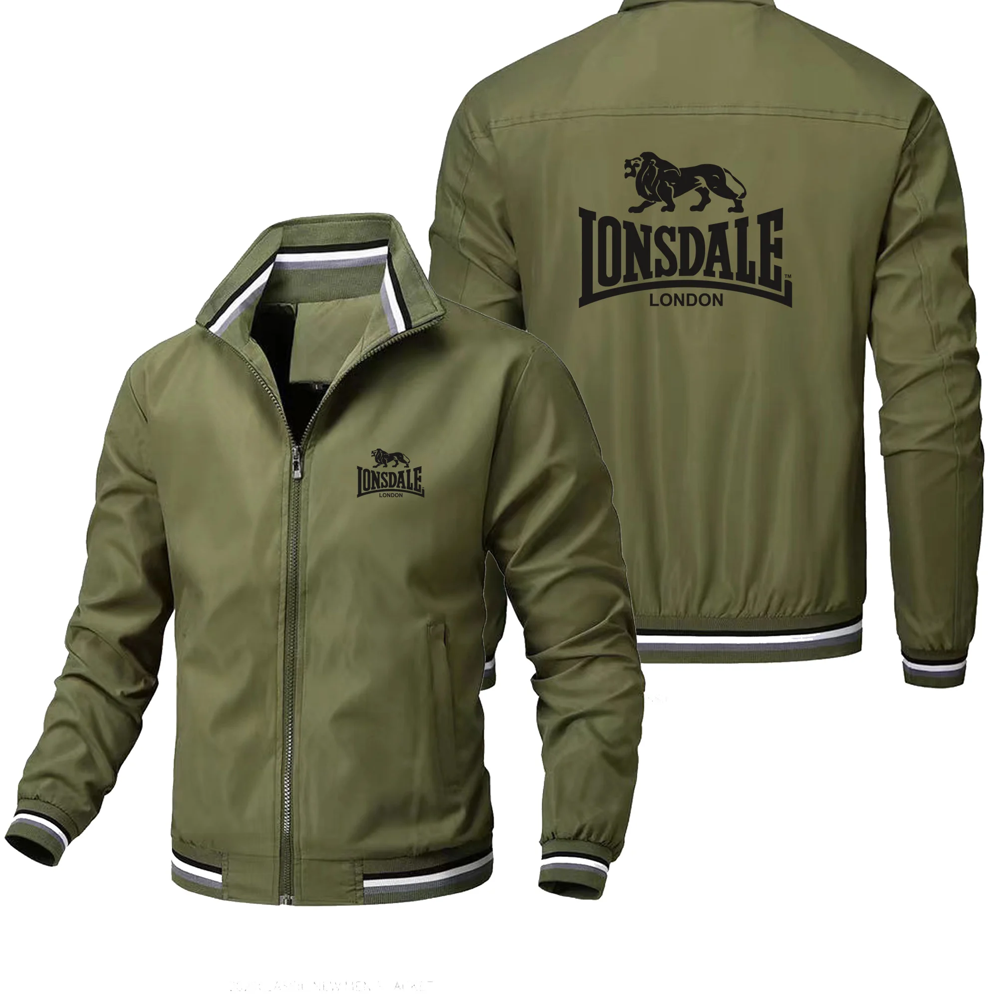 

Мужская модная уличная куртка LONSDALE для весны и осени, ветрозащитная куртка на молнии для активного отдыха с воротником-стойкой