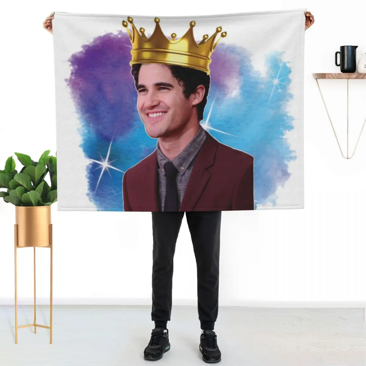 Darren Criss Watercolour Throw Blanket Soft Beds Summer Summer Beddings manga Giant Sofa decorative Blankets