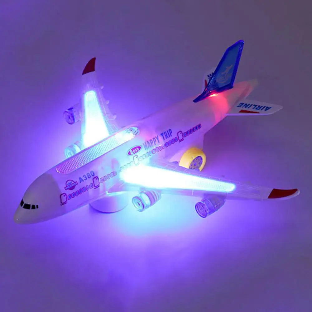 Aircraft Toy Hand-on Ability Energy-saving Kids Toy 360 Rotation Electric A380 Airplane Moving Flashing Lights Model Toy for Kid