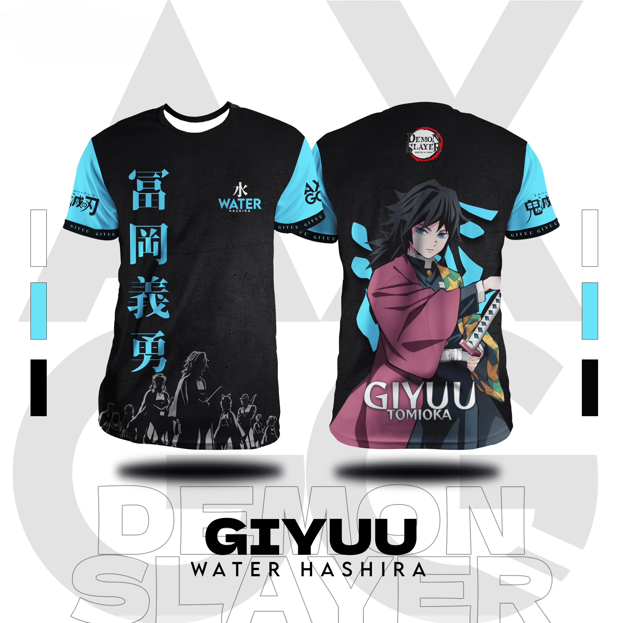 

2025 New Anime Demon Slayer Tomioka Giyuu T Shirt 3D Print Water Hashira Design Short Sleeve Top for Fans Stylish Anime Clothing
