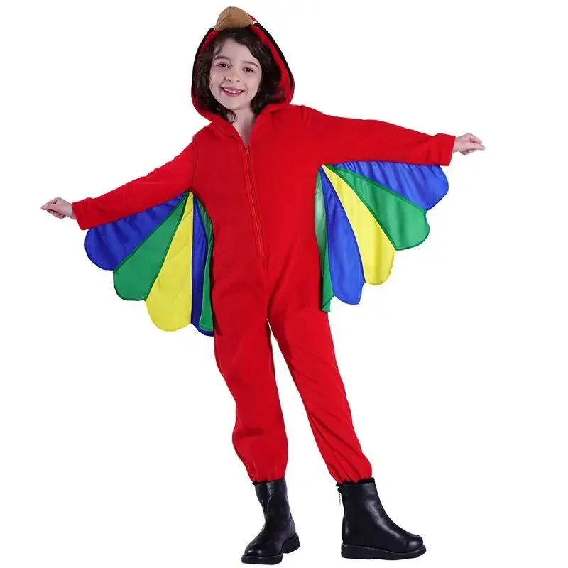 

Parrot Costume for Kids Girl Boy Bird Jumpsuit Halloween Cosplay Stage Performance Dress Up Suit 2024 New Festival Outfit Red