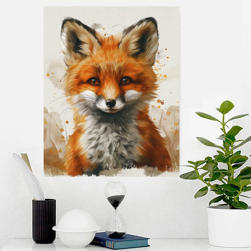 YIJIE Paint By Numbers Yellow Little Fox DIY HandPainted Oil Painting Canvas Colouring Unique Surprise Gift Home Decorate