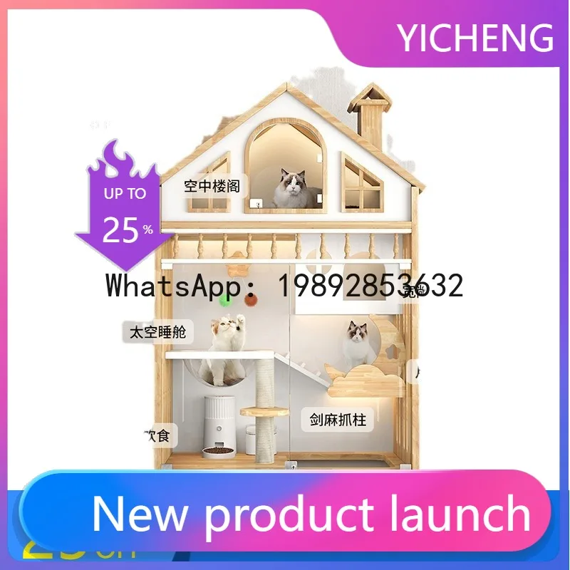 

XL Wooden Villa House Villa Cat Castle Cat House Villa
