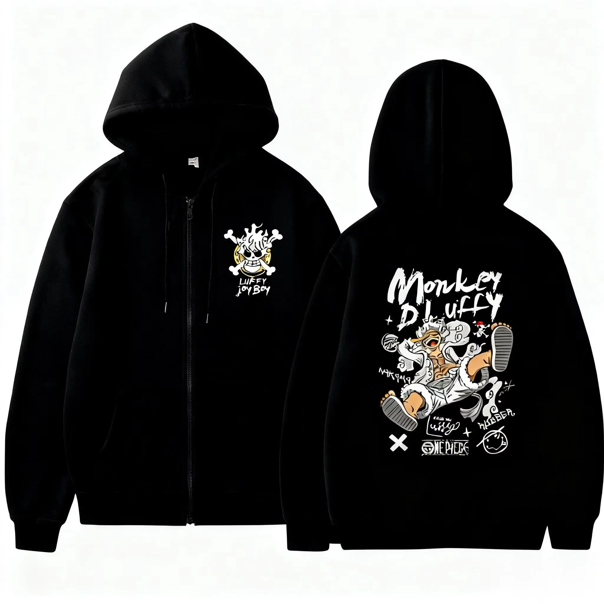 

One Piece Luffy 2026 New Hot Anime Oversized Hoodie Zip Up Jacket Men Women Casual Streetwear Graphic Print Cartoon Y2k Clothes