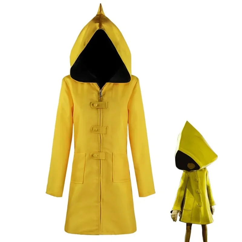 2025 New Nightmares 2 Mono Cosplay Costume Game Hungry Kids Little Six Yellow Long Jacket Coat Halloween Suit Adul AA