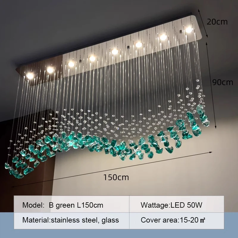 Nordic Green Stone Glass LED Pendant Light 6