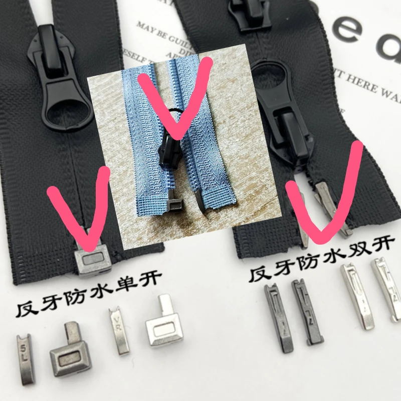 Imagem -02 - Waterproof Nylon Zipper Kit Repair Cola Acessório Reverso Open End Plug Pull Lock Pin Box Retainer 100 Conjuntos por Lote