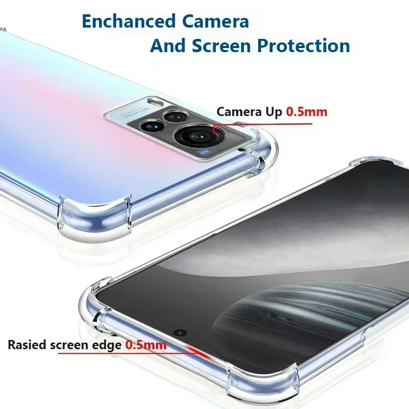 Clear Airbag Cover Case For Vivo Y76 Y76S Y75 Y55 Y33S 5G Y32 Y21 Y21S Y73 Y15S Y15A T1 V23 V21 V21E V23E X60 Pro Soft Cover