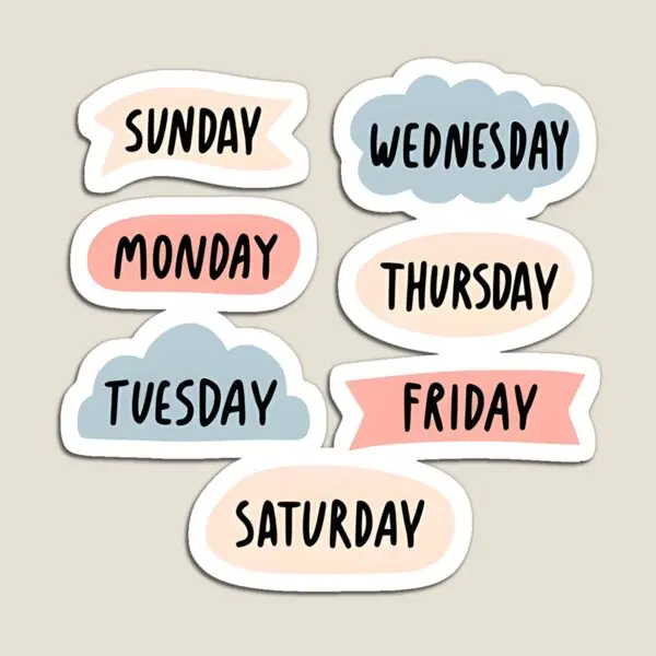 Days Of The Week  Magnet Baby Cute Toy Children Home for Fridge Organizer Kids Magnetic Holder  Refrigerator Stickers Funny