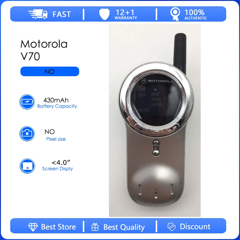 Motorola V70 reacondicionado-batería desmontable Original V70 430mAh teléfono celular venta al por mayor envío gratis solo compatible con inglés