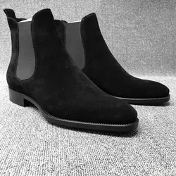 Botas Chelsea para Hombre, zapatos de vestir de tobillo alto de terciopelo negro y marrón, zapatos para caminar para Hombre, Botas de vestir Chelsea resistentes al desgaste, Botas de Hombre