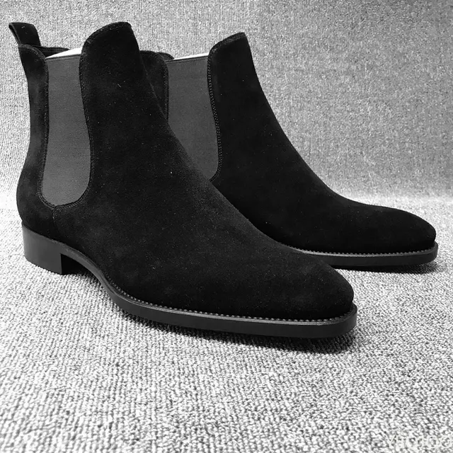 Mężczyźni Chelsea Boots Black Brown Velvet High Ankle Dress Shoes Mężczyźni Buty do chodzenia Odporne na zużycie Chelsea Dress Boots Botas de Hombre