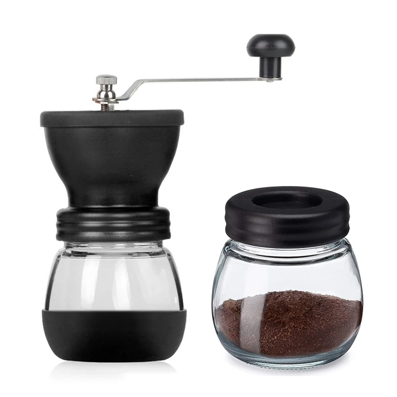 

Manual Coffee Grinder Set With Ceramic Burrs Hand Coffee Mill With Glass Jars Adjustable Coarseness Hand Coffee Grinder