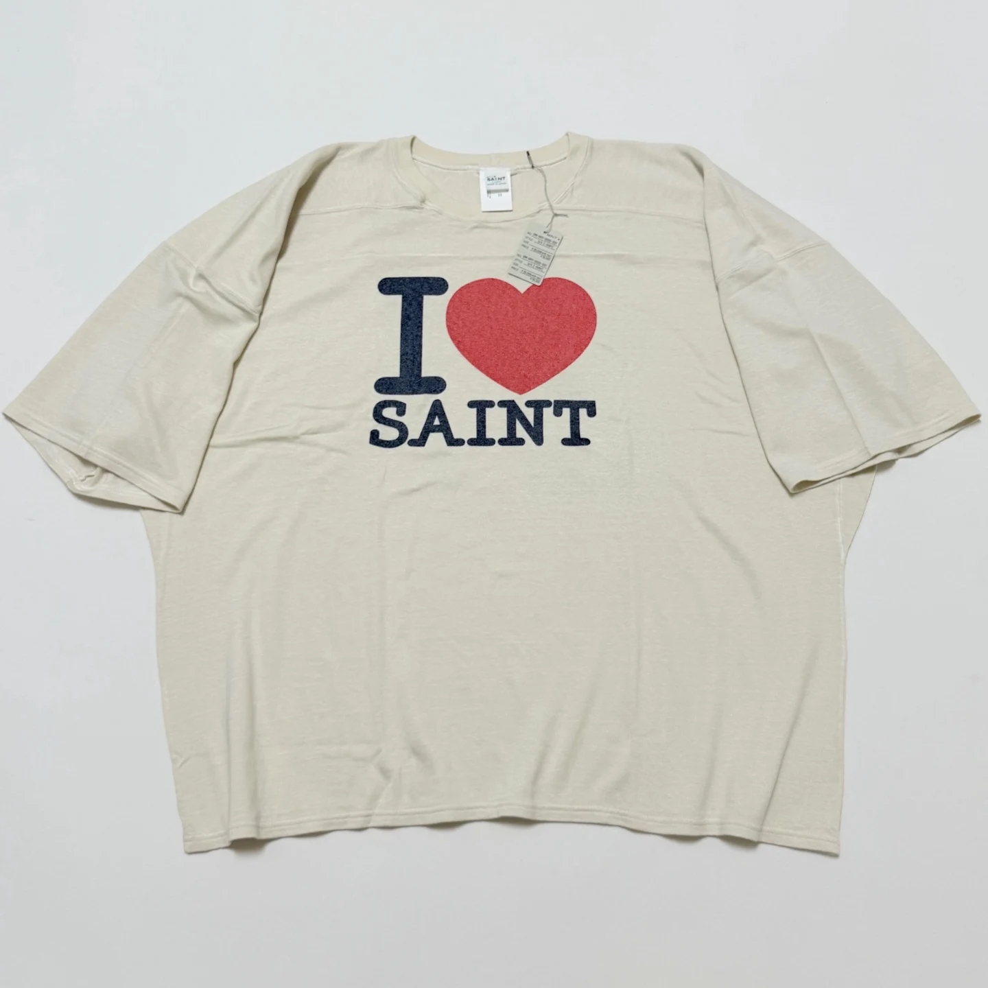 I LOVE SAINT Patchwork Oversized T Shirt Men Women Best Quality Tee Tops T-Shirt
