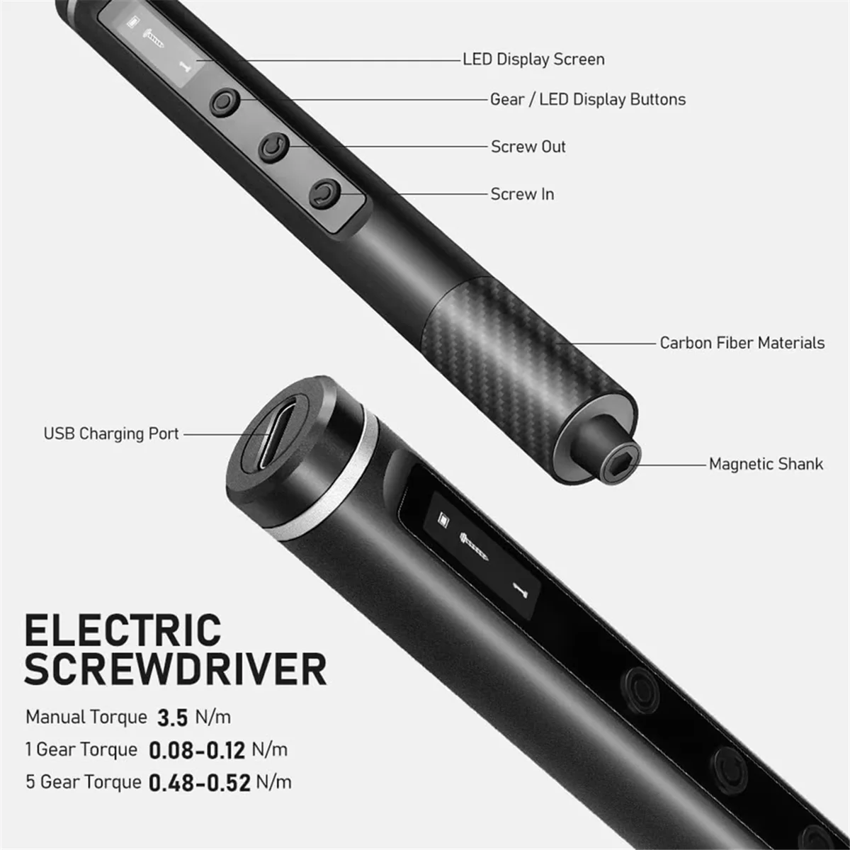 

ABNJ Precision Electric Screwdriver Set Cordless with Magnetic Bits 5 Torque 0.52N Tweezers PC Phone Repair Kit