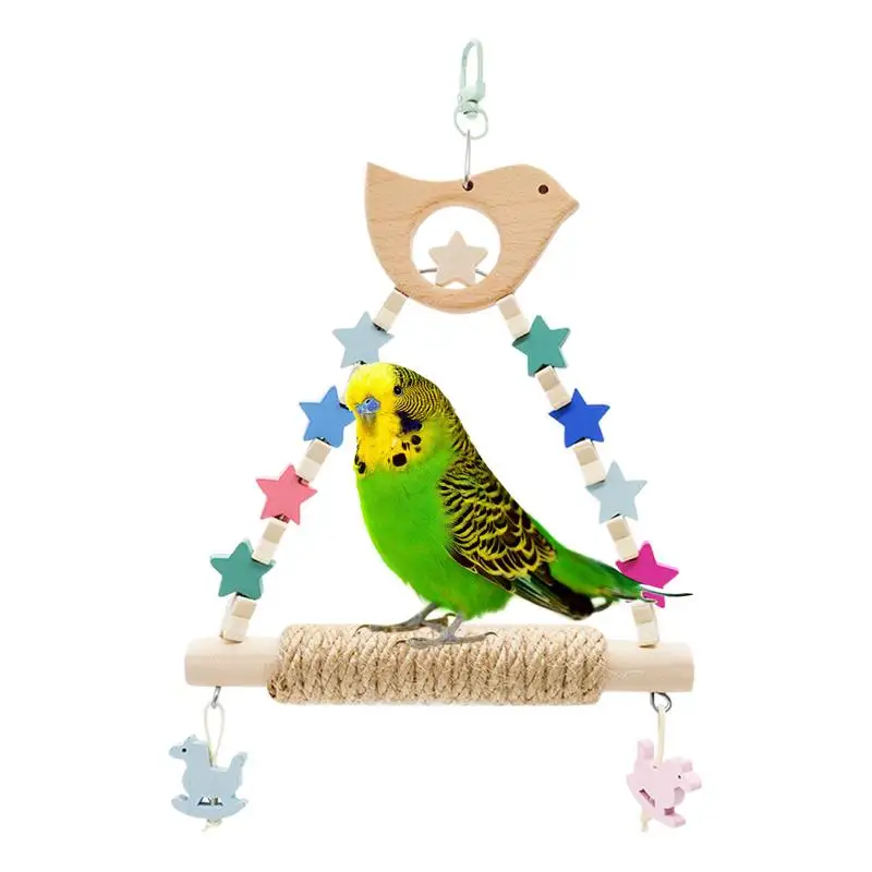 

Bird Swing Perch Natural wooden Perch Stand bite resistant Parakeet Chew Toy Parrots Hanging Climbing Toy birds Cage accessories