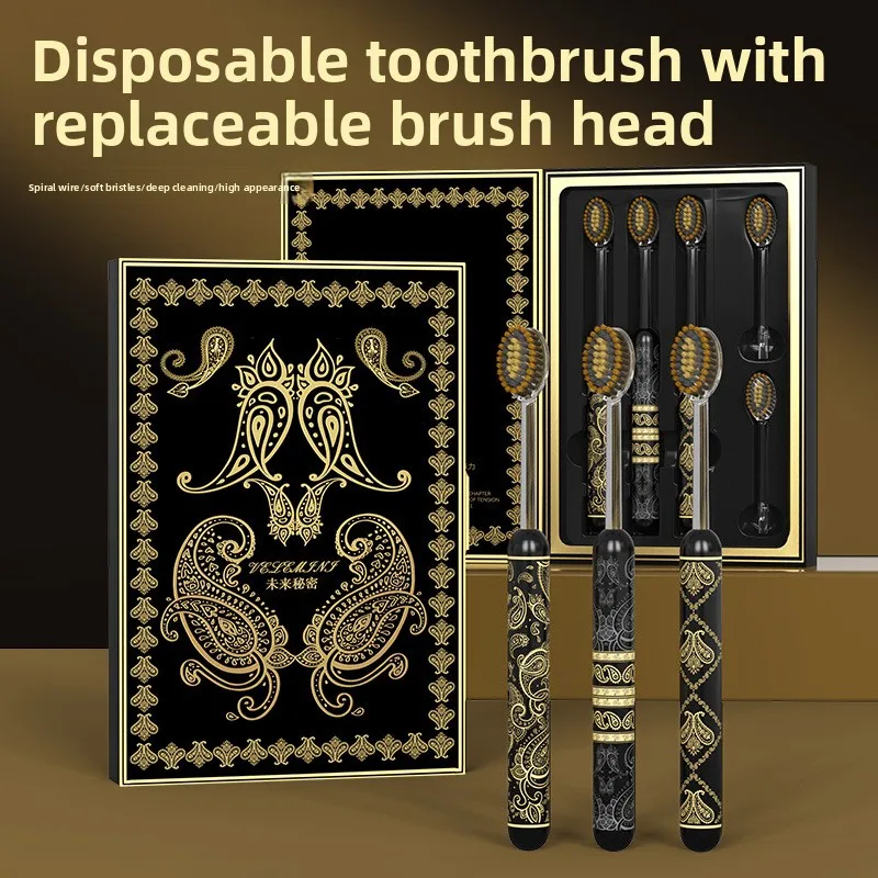 brosse-a-dents-black-gold-light-luxury-mountain-tete-olive-spirale-poils-souples-et-elastiques-protection-gingivale-haut-de-gamme-usage-domestique-adulte