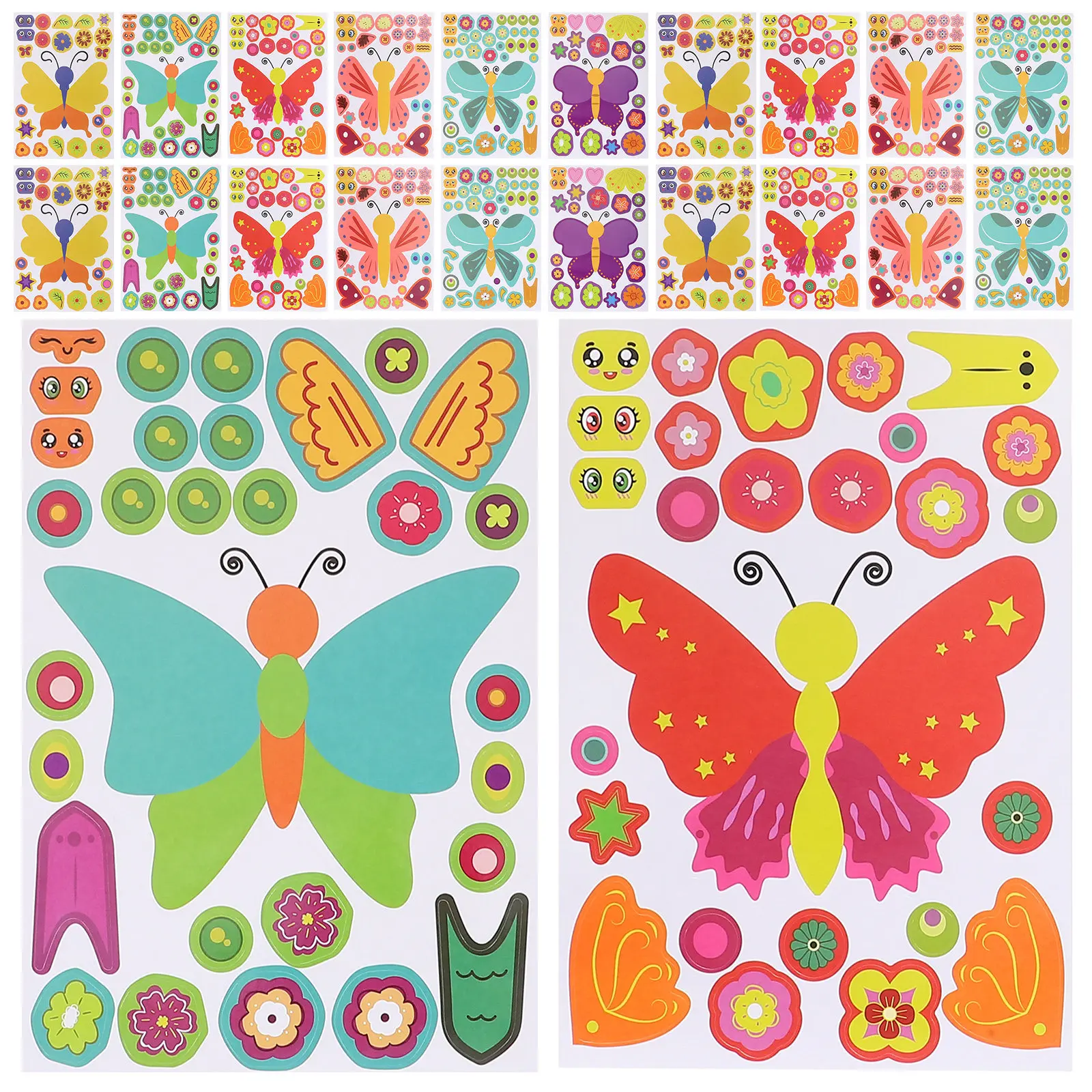 27-sheets-cartoon-stickers-kid-pressed-butterfly-decorative-scrapbooking-embellishments