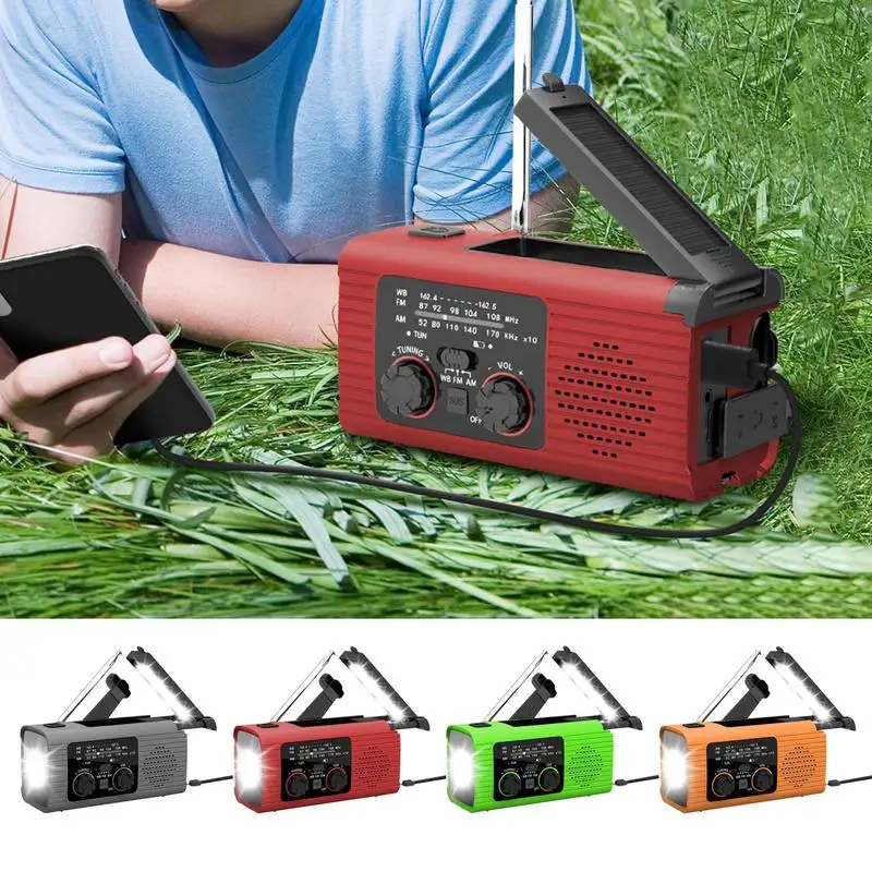 

Portable Hand Crank Power Generation Emergency Radio Solar Disaster Prevention FM AM NOAA Power Bank With Flashlight