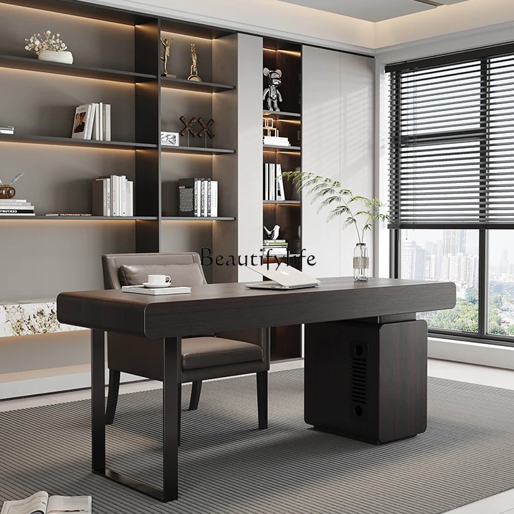 Italian minimalist solid wood desk home modern light luxury high-end desktop computer desk