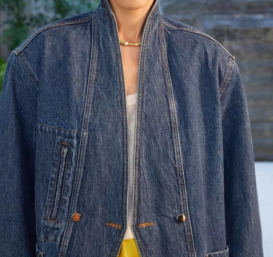 Early Autumn New Vintage Wide-sleeved Double-button Stand-up Collar Jacket Coat