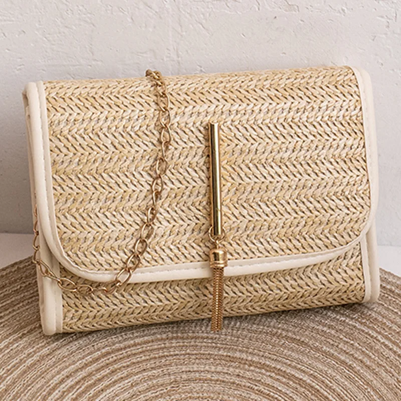 Women\'s summer messenger straw bag girls mobile phone bag new woven bag small square bag fashion bag