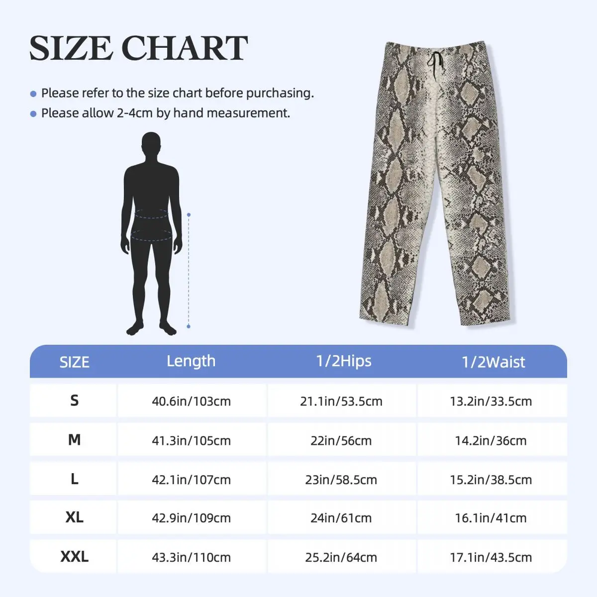 Vintage Snake Skin Men Sleep Bottoms Male Lounge Trousers Men's Pajama Pants