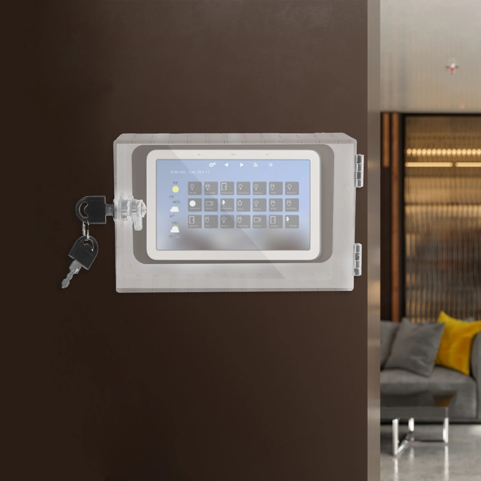 

Universal Thermostat Lock Clear Plastic Wall Mount Guard Protective Cover Keyed Box For Smart Temperature Control System