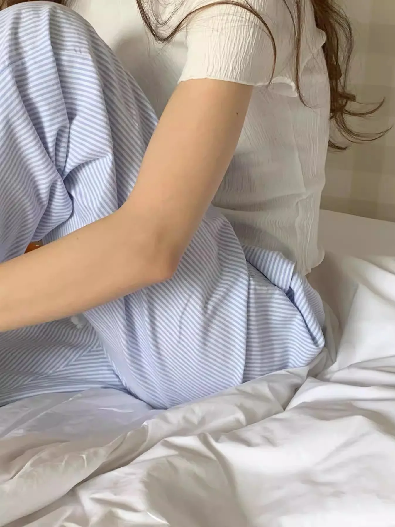 Calças Fenas de Aodão 00% com Cintura Alta e Cordão, Estilo Casual, Calças Longas de Perna Reta