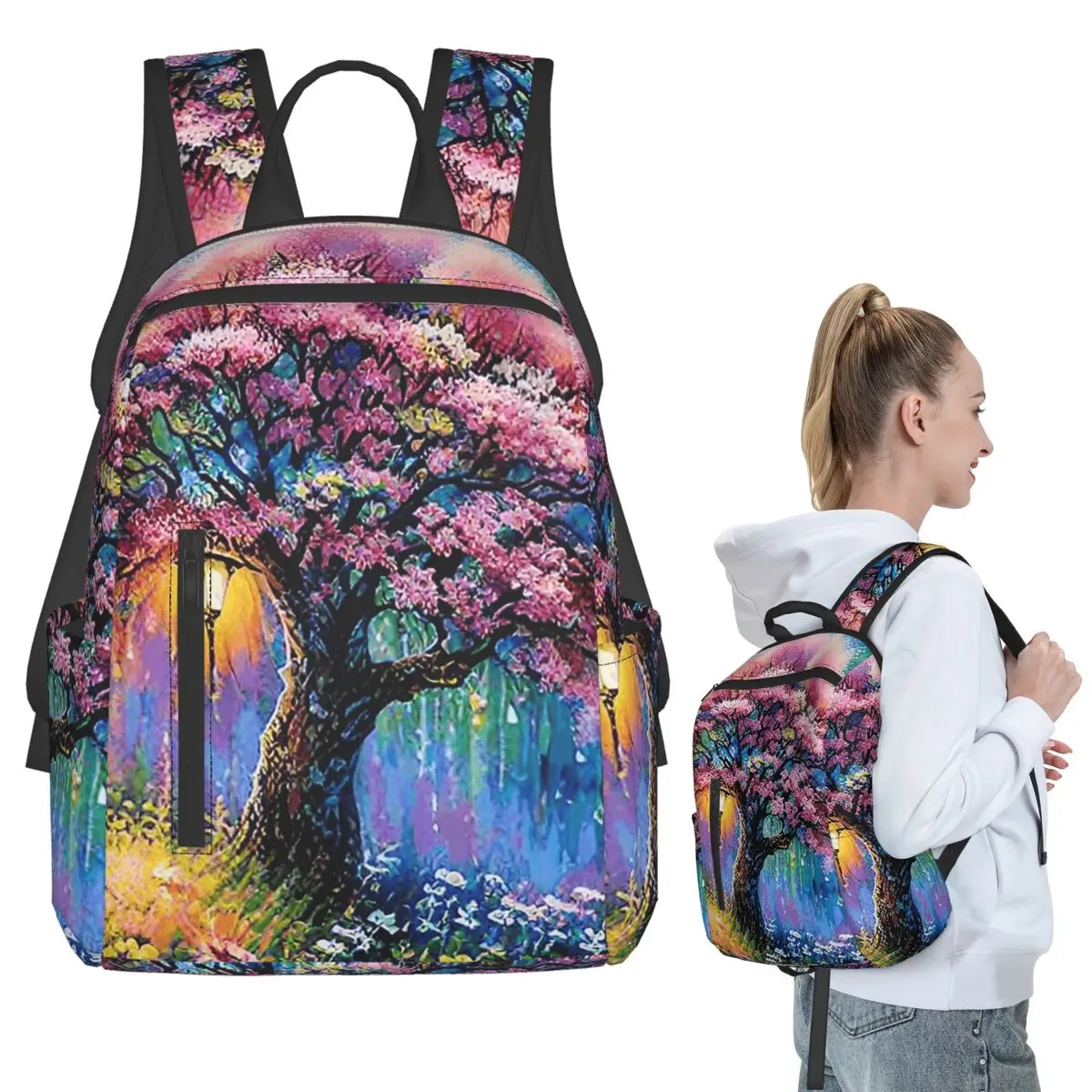 

Sea Of Flowers Colorful And A Tree Backpack Student BookBag Kids School Bag Computer Shoulder Bags Boys Girls