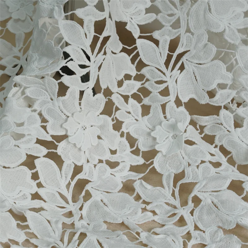 1 Yard 3D Leaf Petals Guipure Venice Lace Fabric, Hollow Out Milk Silk Fiber lace fabric, Wedding Dress Lace, Ball Gown lace