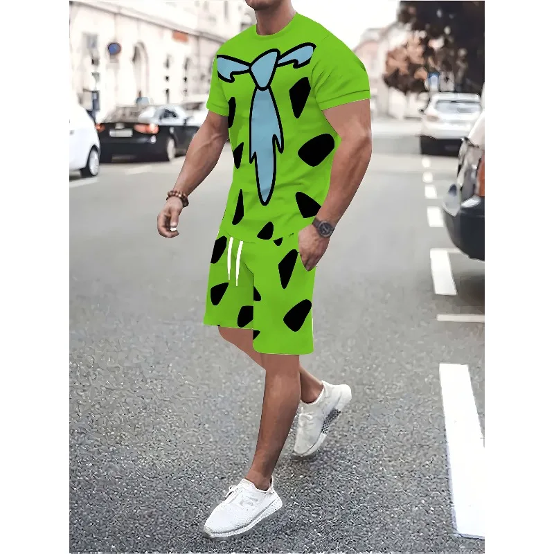 2025 Summer Men's Fun 3D Printed Short Sleeved T-shirt and Shorts Set for Casual Sports Outdoor 3D Printing