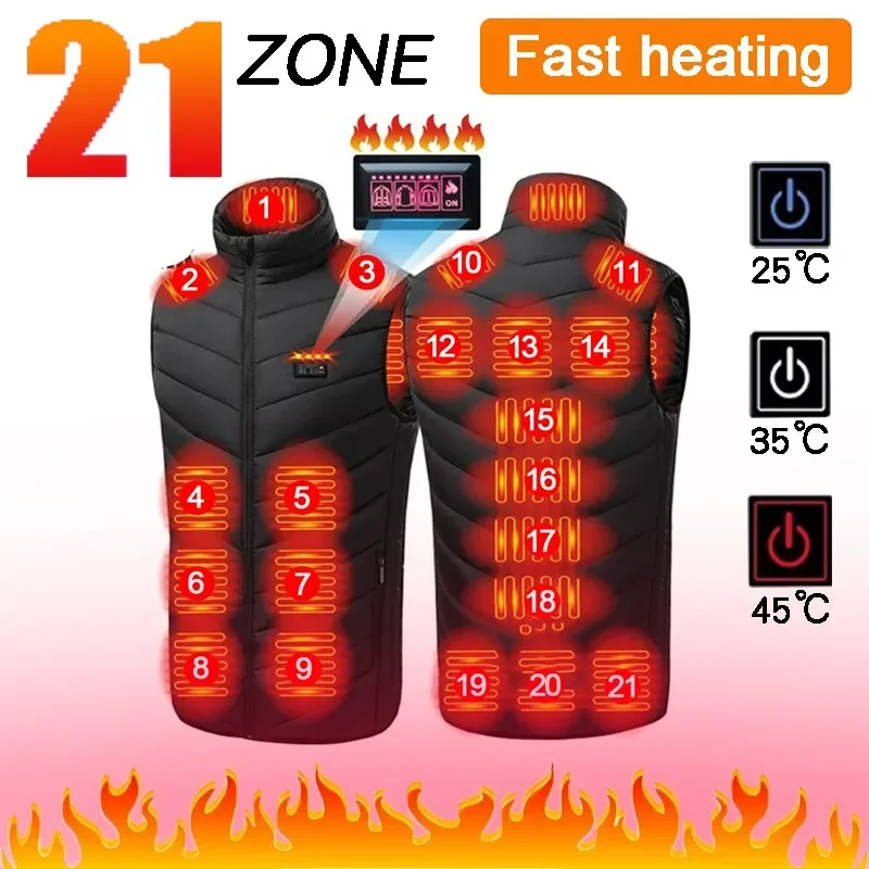 

21 Areas Heated Jacket Men women USB Electric Heating Vest For Winter Outdoor Warm Thermal Coat Parka Jacket NEW Cotton jacket