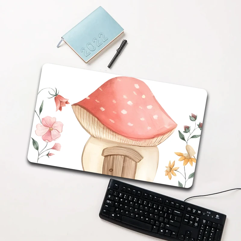 

Watercolor Mushroom House Mouse Pad Large Non-slip Waterproof Desk Mat for Computer Laptop