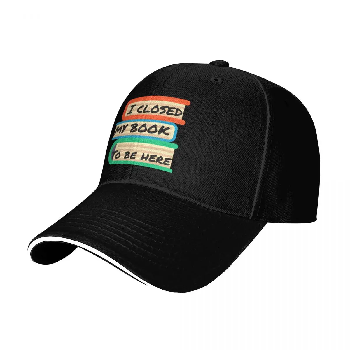 I closed my book Baseball Cap Cotton Twill Breathable Contrast Two Tone Brim Snapback Flat Bill