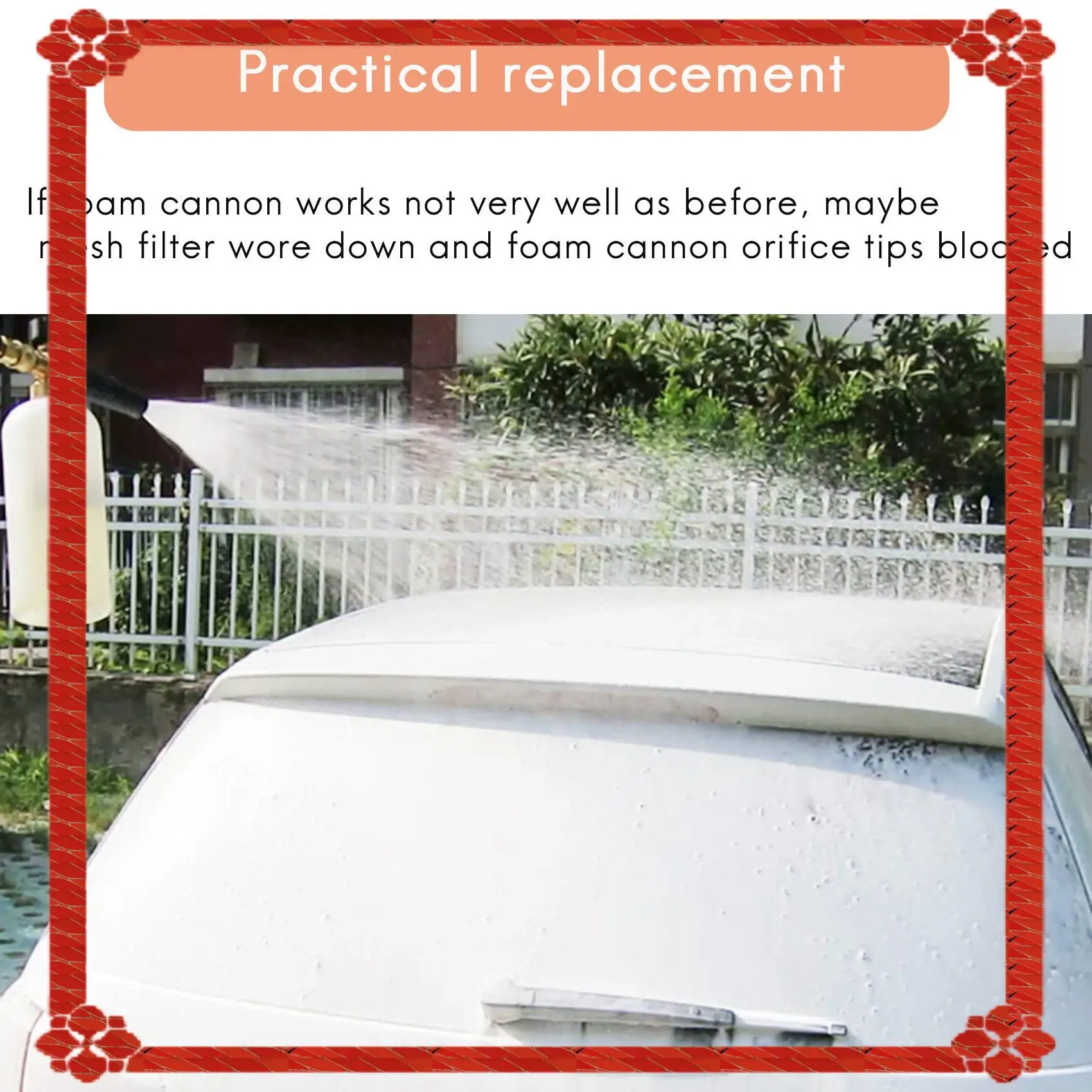 توصيل 24 ساعة 4 قطع من أطراف فوهة مدفع الرغوة و10 قطع صانع الرغوة، فوهة خيط عالمية 1.1 مم وفلتر شبكي #4